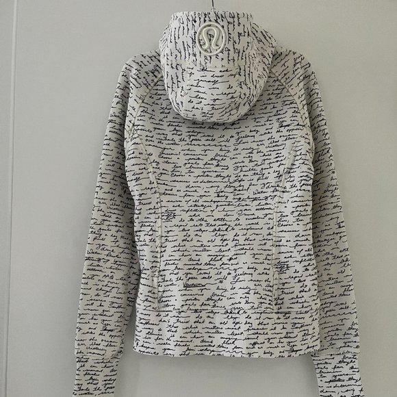 Lululemon Scuba Hoodie II White & Black Manifesto Script size 6 rare - Picture 8 of 16